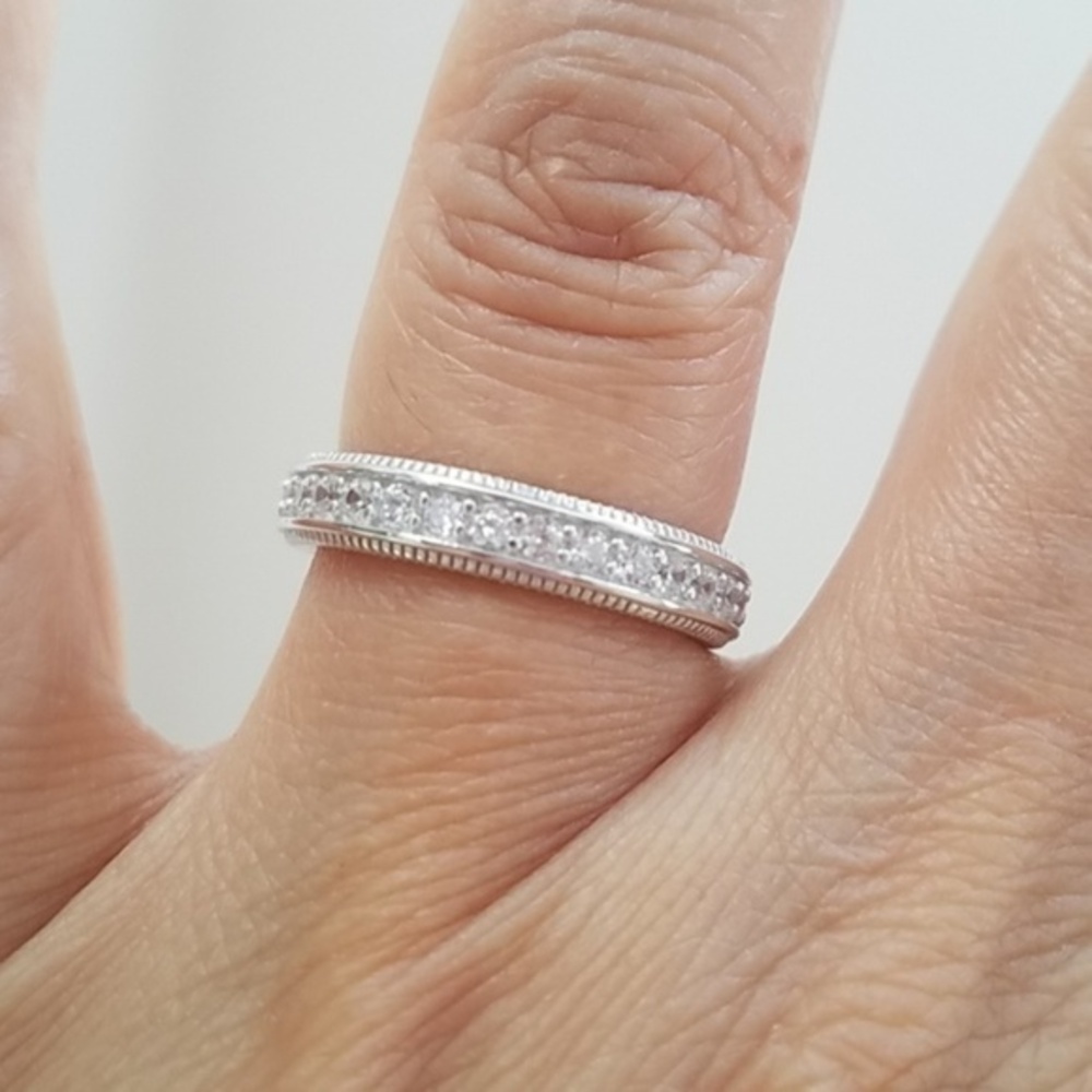 14k gold plated Eternity Diamond cut Wedding Band